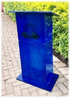 Custom Designed Translucent Blue Podium - Beautiful Display