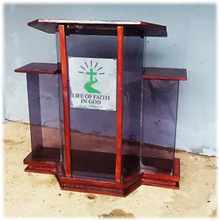 Custom Wingstyled Pulpit In Cherry Wood And Clear Acrylic