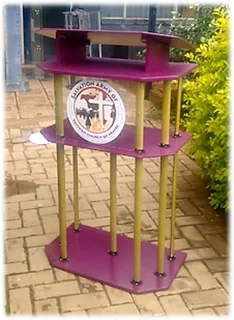 Purple Top, Base And Shelf With 6 Golden Legs Podium - New Product!