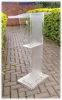 Clear Acrylic Industrial Podium With A Full Frosted Front