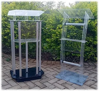 Look At This Combo - A Six Leg Silver Podium With A Clear C-shape Podium At A Bargain