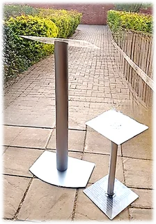 A Silver Column Podium With A Side Table Combo At Low Cost.