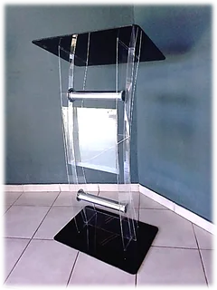 Clear Acrylic Podium With Black Top And Base - Ecg Favorite
