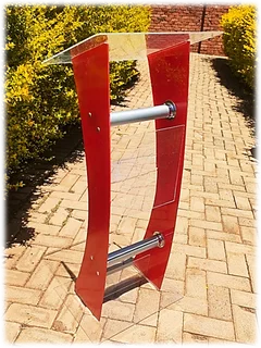 Podium With Post Office Red Legs And A Clear Top And Base