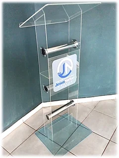 Clear H-shape Podium With Silver Tubes - Small And Compact
