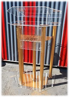 Podium With 4 Golden Legs And A Clear Acrylic Top