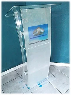 Clear Acrylic Podium With A Full Frosted Front At Affordable Price
