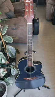 Phil round back ovation style semi acoustic guitar and bag (Korea)