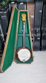 Vintage semi acoustic Framus Banjo and hard case