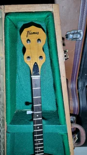 Vintage semi acoustic Framus Banjo and hard case
