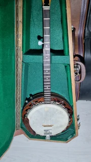 Vintage semi acoustic Framus Banjo and hard case