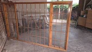 Wooden Window, Timber window with Safety iron  railing, Timber Window