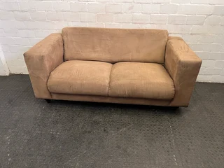 Beige Suede Two Seater Couch - REDUCED- A47198