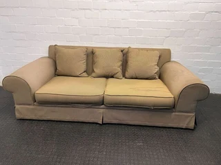 Khaki Color Three Seater Couch (Minor Damaged Cushions) - REDUCED- A50244