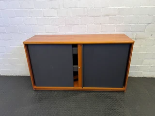 Stylish Mid-Century Teak Storage Cabinet with Sliding Doors- A52855