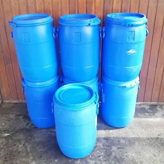 60L Plastic Drums - Lid and Clamp