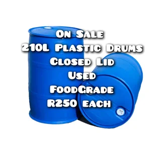 210L Plastic Drums - Closed Lid