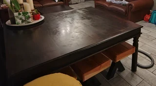 *****square Dining Room Indoor Or Outdoor Table With Four Crossed Legged Benches*****