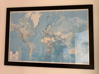 Large Framed World Wall Map - World Exectutive Wall Map By Map Studio