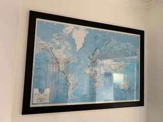 Large Framed World Wall Map - World Exectutive Wall Map By Map Studio