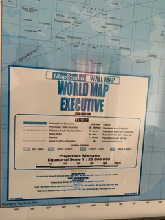 Large Framed World Wall Map - World Exectutive Wall Map By Map Studio