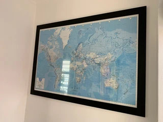 Large Framed World Wall Map - World Exectutive Wall Map By Map Studio