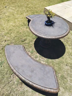 Outdoor Concrete Table and Benches For Sale