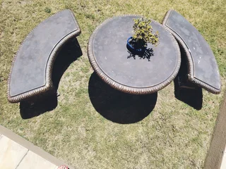 Outdoor Concrete Table and Benches For Sale