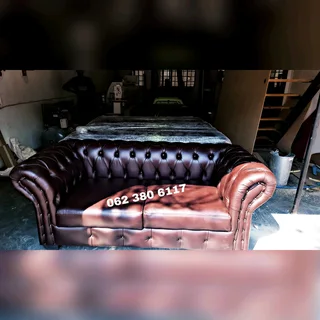 2-Seater 100% Euro Leather Deep Chesterfield Sofa