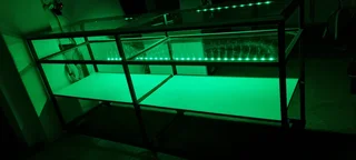 Open Glass Counter with RGB Lights for sale