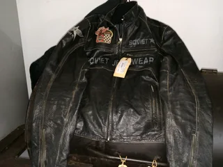 Vintage Soviet leather jacket size L 37Jan26