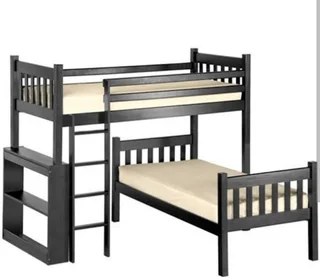 Double bunk bed with bookcase