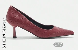 Shein Women&#39;s Wine red fashionable woven high heels