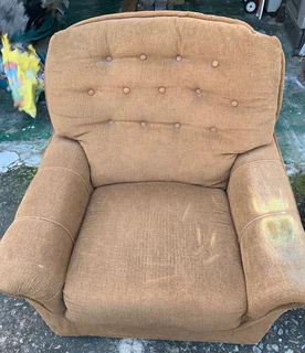 Single seater lounge chair brown fabric- Melkbosstrand