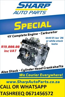 4y 2.2 Toyota Hiace/hilux/venture Brand New Complete Engines