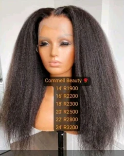 Ear to ear lace frontal Peruvian hair wig kinky straight. Grade 12A