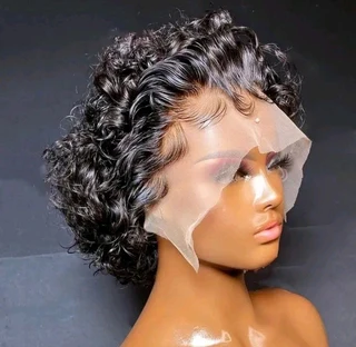 Ear to Ear Lace Frontal Peruvian Hair Wig Pixie Curly. 12A