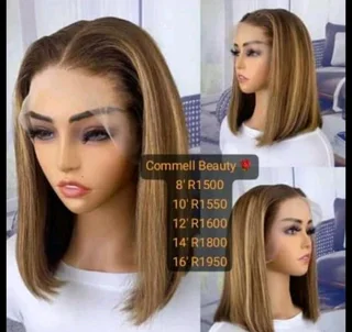 10inch Ear to ear lace frontal Peruvian hair wig brown highlights. Grade 12A