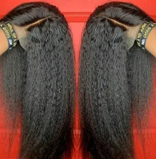 Peruvian Hair Wig Kinky Straight with 4x4 closure18 inch