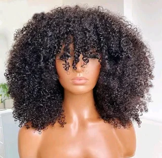 Peruvian Hair Wig Fringe deep curly  12inch