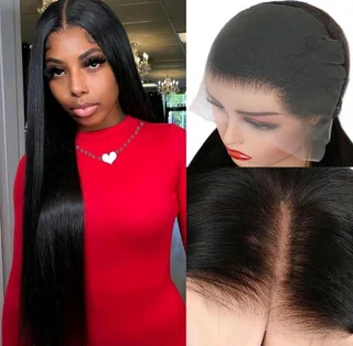 22 inch ear to ear lace frontal 13x4 Peruvian Hair Wig natural black . 12A
