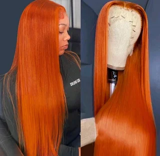 22 inch ear to ear lace frontal 13x4 Peruvian Hair Wig light orange. 12A