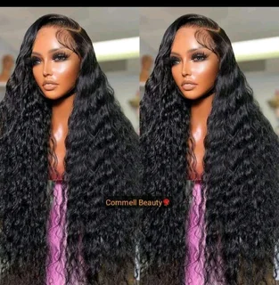 22 inch ear to ear lace frontal 13x4 Peruvian Hair Wig water curly  black. 12A