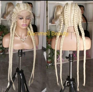 Cornrow Braided Lace Frontal Wig Synthetic With Baby Hair 32inch,  180 Density,