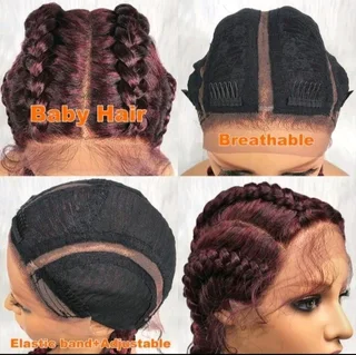 Cornrow Braided Lace Frontal Wig Synthetic With Baby Hair 32inch,  180 Density,