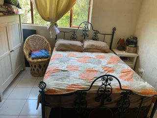 Queen Size Bamboo Bed &#43; Beautiful Metal Sleigh Frame – Almost New!