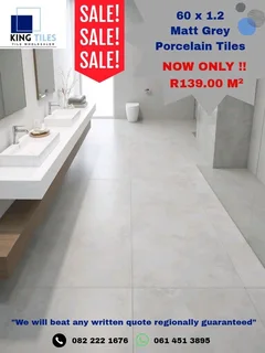 60 x 1.2 Large format matt porcelain tiles