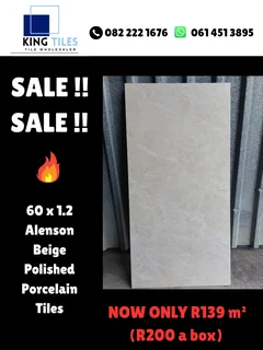 60 x 1.2 Alenson beige polished porcelain tile