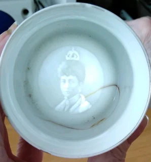 Antique King Edward VII Coronation (1902) Bone China Cup with Lithophane Image