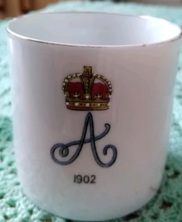 Antique King Edward VII Coronation (1902) Bone China Cup with Lithophane Image